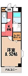 ラ・トゥール・ブランシェ 1Kの間取図画像