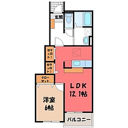 フェリーチェカーサC 1LDKの間取図画像