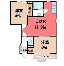 コスモス2 2LDKの間取図画像