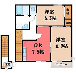 カーサ・エステーラ 2DKの間取図画像