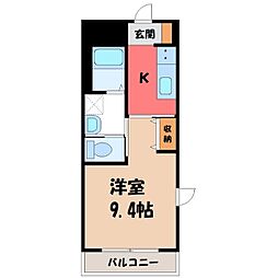 オランジュリー 1Kの間取図画像