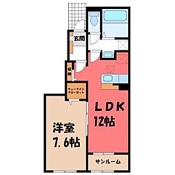 JR東北本線 古河駅 バス16分 中田踏切北下車 徒歩11分の賃貸アパート 1階1LDKの間取り