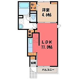 JR東北本線 古河駅 バス7分 西女沼下車 徒歩6分の賃貸アパート 1階1LDKの間取り