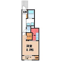 秩父鉄道 石原駅 徒歩12分の賃貸アパート 1階1Kの間取り