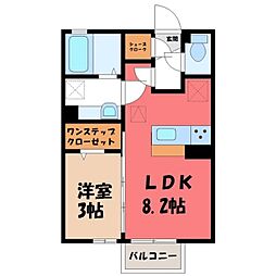 JR東北本線 古河駅 徒歩7分の賃貸アパート 1階1LDKの間取り