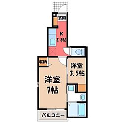 ジャルダンデュミエル 2Kの間取図画像