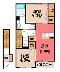 ペイサージュ宮前 2DKの間取図画像