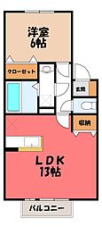 ディア・ドリームA 1LDKの間取図画像