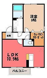 セジュール宮前壱番館 1LDKの間取図画像
