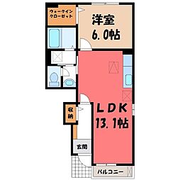 ラ・プロムナード 1LDKの間取図画像