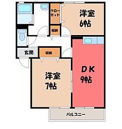 セントラルハイツA 2DKの間取図画像