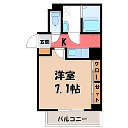 モンマルト 1Kの間取図画像