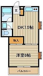 エクリール 1階1DKの間取り