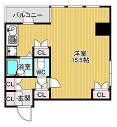 TATSUMI緑地公園 ワンルームの間取図画像