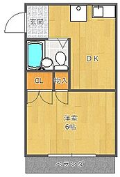 レコルテ千里山 1DKの間取図画像