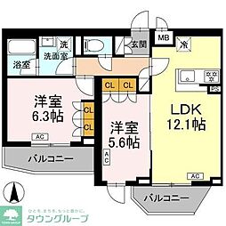 ロイジェント上板橋 2LDKの間取図画像