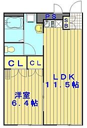レオパレスエスタ 1LDKの間取図画像