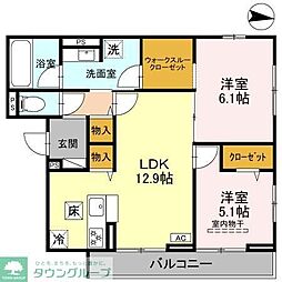 ヴェルデ 2LDKの間取図画像