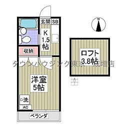 デイジー 1Kの間取図画像