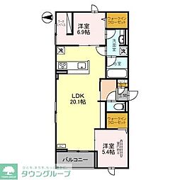 プラウドコート 2LDKの間取図画像