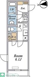 リブリ・三園 1Kの間取図画像