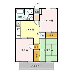 エスポワールB 3DKの間取図画像