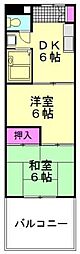 第1サンビレッジ泉水 2DKの間取図画像