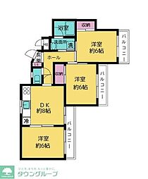 キャニオンマンション見次公園 3DKの間取図画像