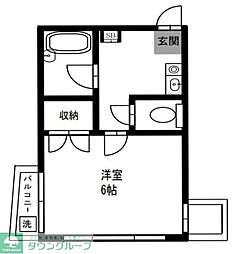 シーガル北町 1Kの間取図画像
