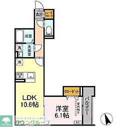 アヴニール コート 1LDKの間取図画像