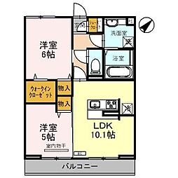 グランペール 2LDKの間取図画像