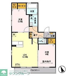 プランドールガーデン 2LDKの間取図画像