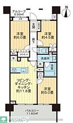 ライオンズ戸田公園アーティスフォート 3LDKの間取図画像