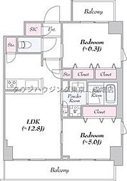 ロイジェント志村坂上 2LDKの間取図画像