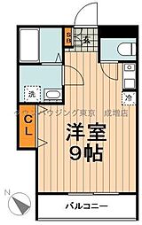 東武東上線 朝霞駅 徒歩25分の賃貸マンション 3階ワンルームの間取り