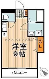 東武東上線 朝霞駅 徒歩25分の賃貸マンション 2階ワンルームの間取り