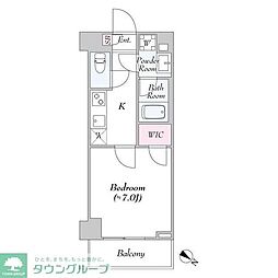 東武東上線 大山駅 徒歩7分の賃貸マンション 1階1Kの間取り