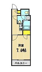 JR武蔵野線 新座駅 徒歩18分の賃貸マンション 2階1Kの間取り