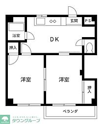 都営三田線 蓮根駅 徒歩7分の賃貸マンション 1階2DKの間取り
