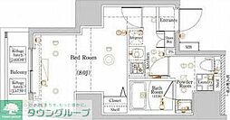 都営三田線 板橋区役所前駅 徒歩2分の賃貸マンション 5階1Kの間取り