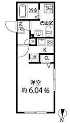 都営大江戸線 豊島園駅 徒歩10分の賃貸マンション 4階ワンルームの間取り