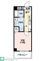 東武東上線 上板橋駅 徒歩13分の賃貸マンション 2階1Kの間取り