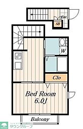 都営大江戸線 光が丘駅 徒歩25分の賃貸アパート 2階1Kの間取り