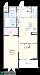 Voiture M'h 1LDKの間取図画像