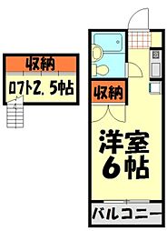 あかるハイム14 ワンルームの間取図画像