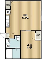 板橋区赤塚新町3丁目マンション 1LDKの間取図画像