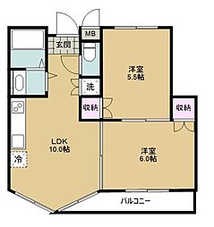 ヴィラ大泉 2LDKの間取図画像