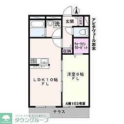 アビテヴェール志木A 1LDKの間取図画像