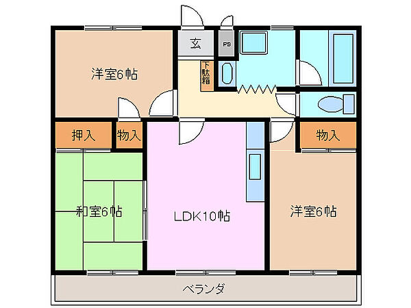 ソシアルドミール西館 409｜三重県四日市市八田１丁目(賃貸マンション3LDK・4階・66.12㎡)の写真 その2