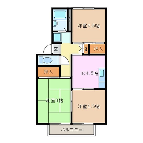 プレジール光 202｜三重県四日市市別名４丁目(賃貸アパート3K・2階・42.90㎡)の写真 その2